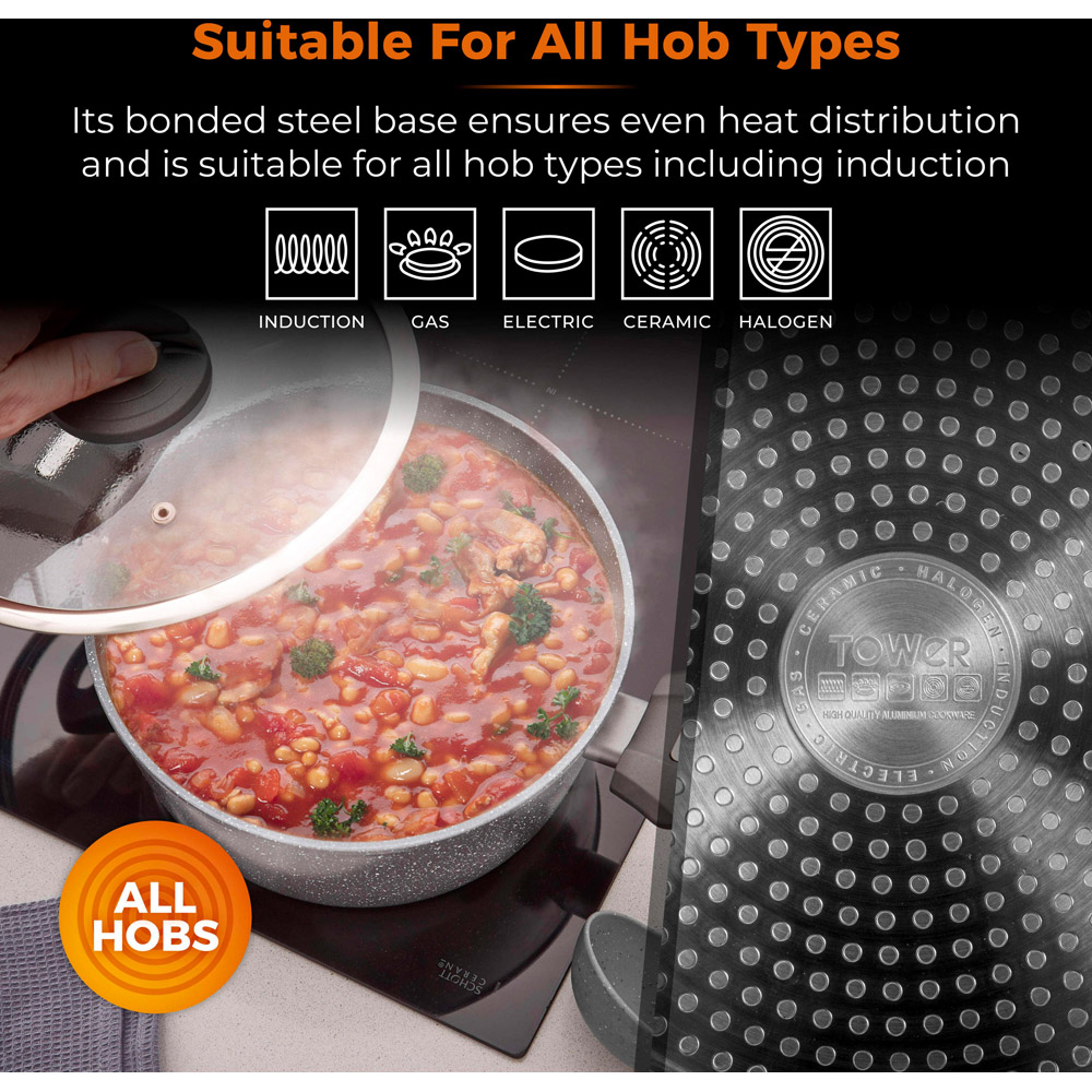 Tower 24cm Forged Aluminium Non-Stick Casserole Dish with Glass Lid Image 7