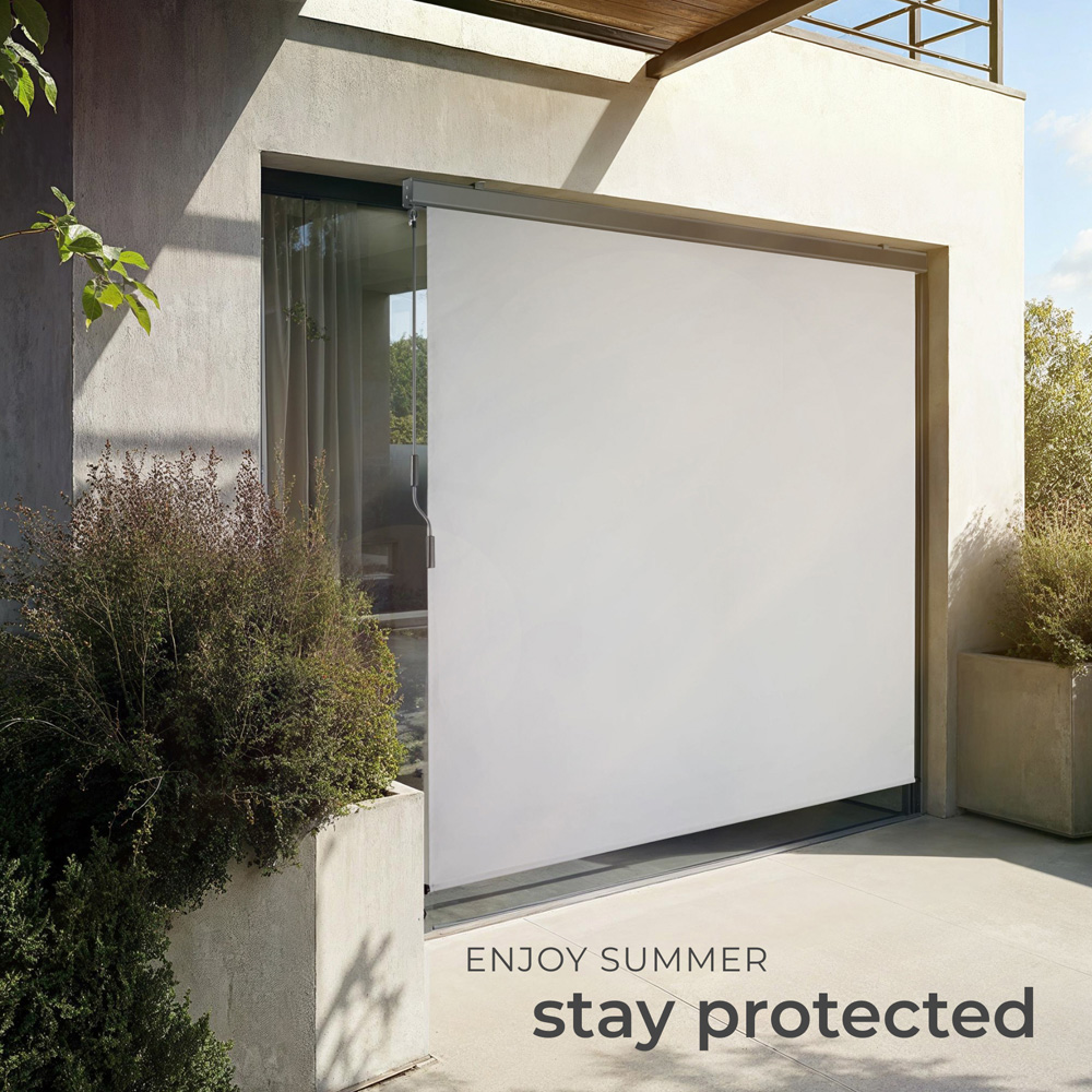 tectake Eloise Light Grey Vertical Awning with 2 Wall Bracket Image 3