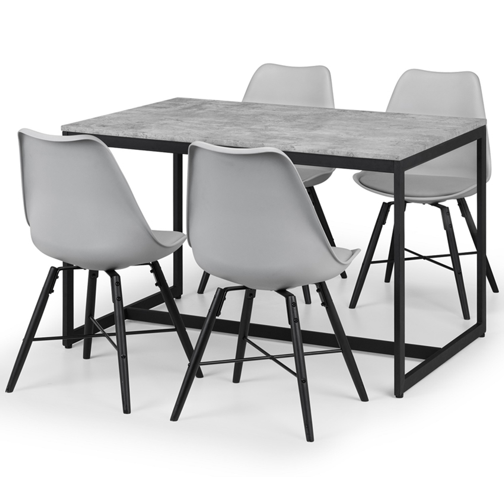 Julian Bowen Staten Kari Concrete Effect 4 Seater Dining Set Grey Image 2