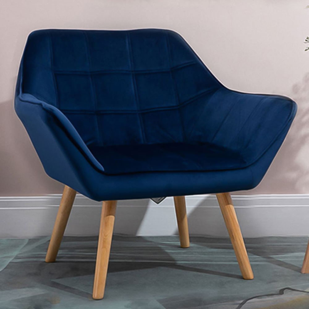 Portland Blue Velvet Armchair  Image 1