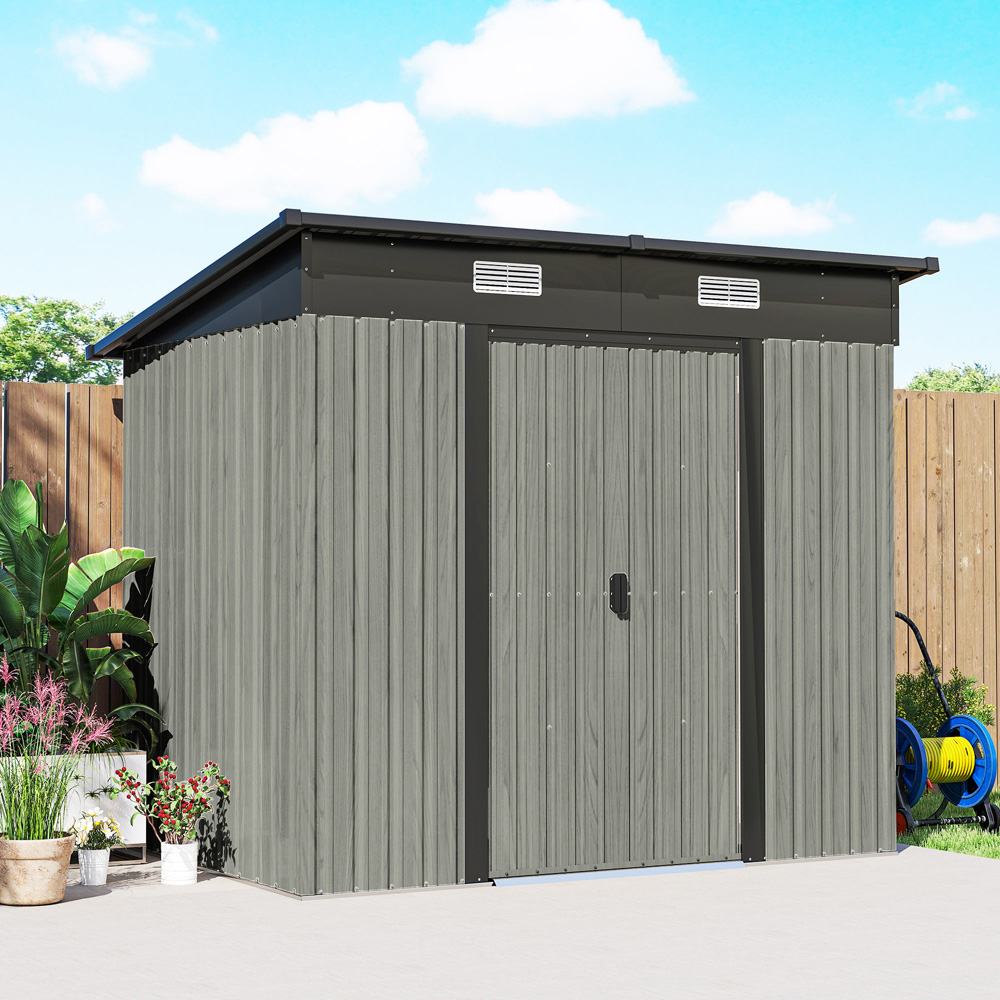 Outsunny 7 x 4ft Light Grey Garden Storage Shed Image 4