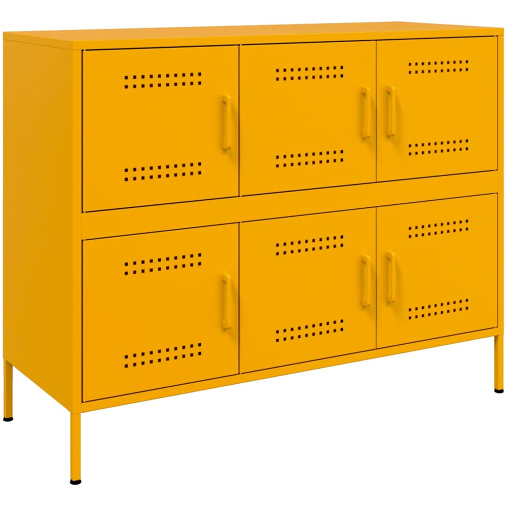 vidaXL 6 Door Mustard Yellow Metal Sideboard Image 2