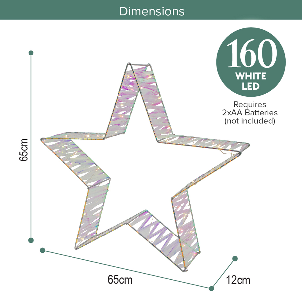 The Christmas Workshop 160 Warm White LED Iridescent Light Up Metal Star Decoration 2.1ft Image 9