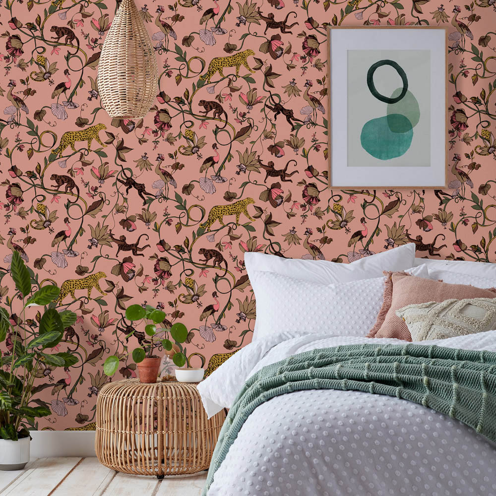 furn. Wildlings Tropical Blush Matte Wallpaper Image 3