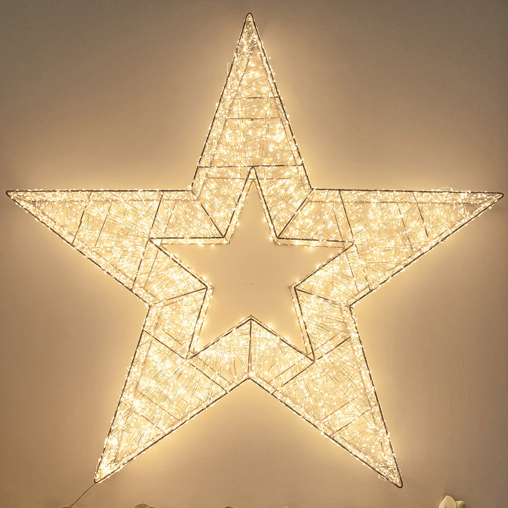 The Christmas Centre 10000 Warm White LED Micro Lights Pre-Lit Gold Light-Up Star 97cm Image 1