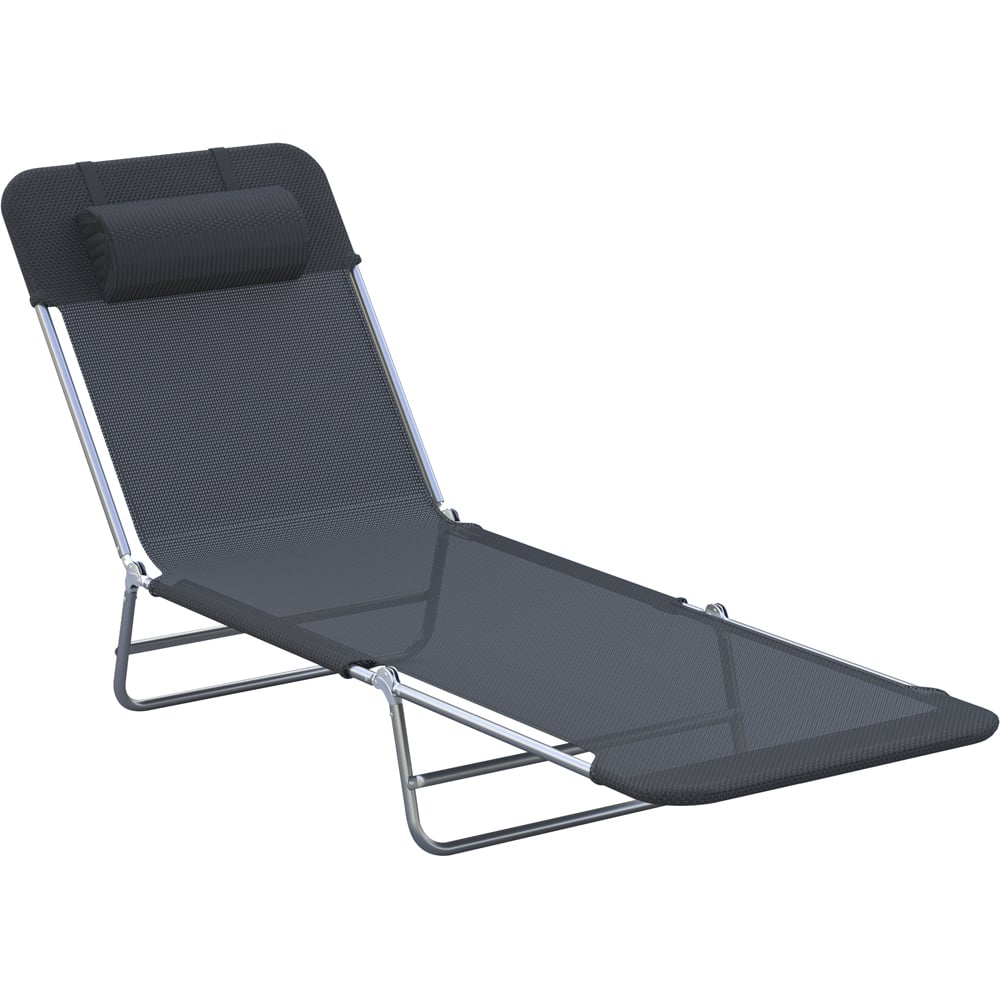 Outsunny Light Black Portable Garden Reclining Sun Lounger Image 2