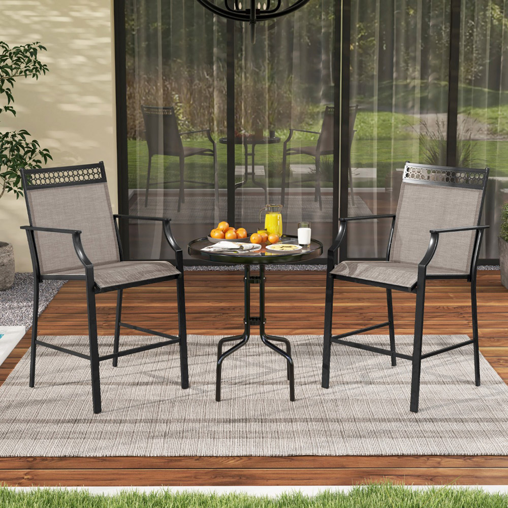 Costway Set of 2 Grey Outdoor Patio Chairs with Footrest Image 3