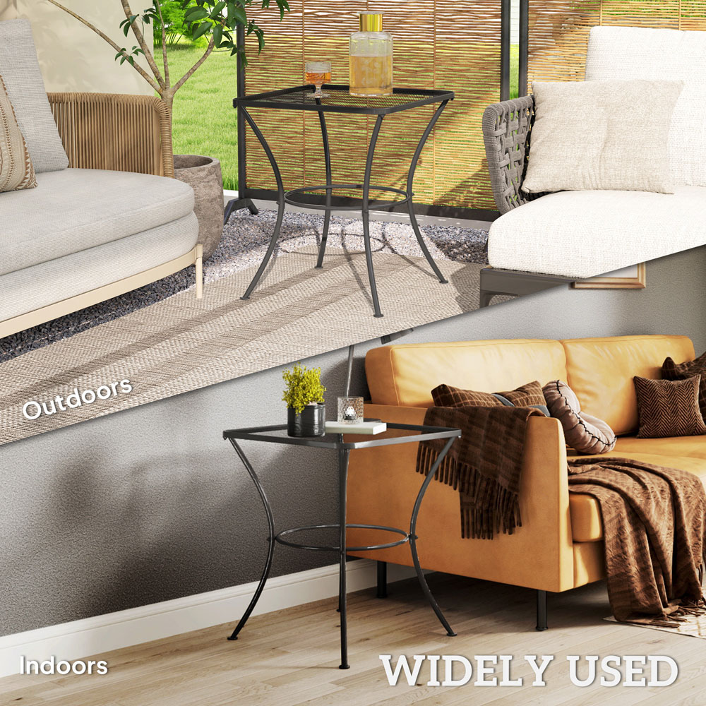 Outsunny Square Metal Bistro Table Black Image 6