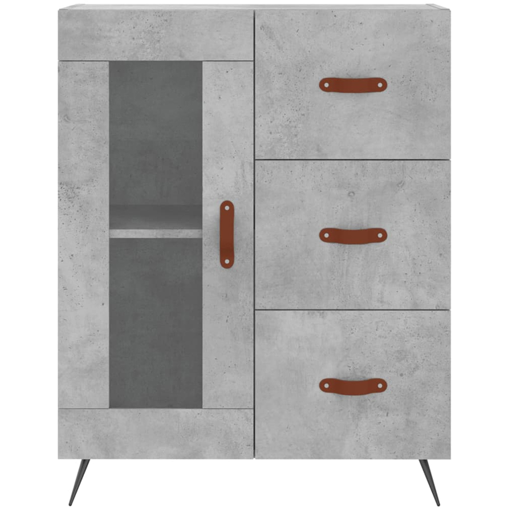 vidaXL Single Glass Door 3 Drawer 3 Shelf Concrete Grey Highboard Image 8