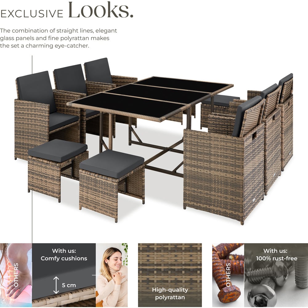 tectake Malaga 10 Seater Nature Garden Dining Set with Rain Cover Image 3
