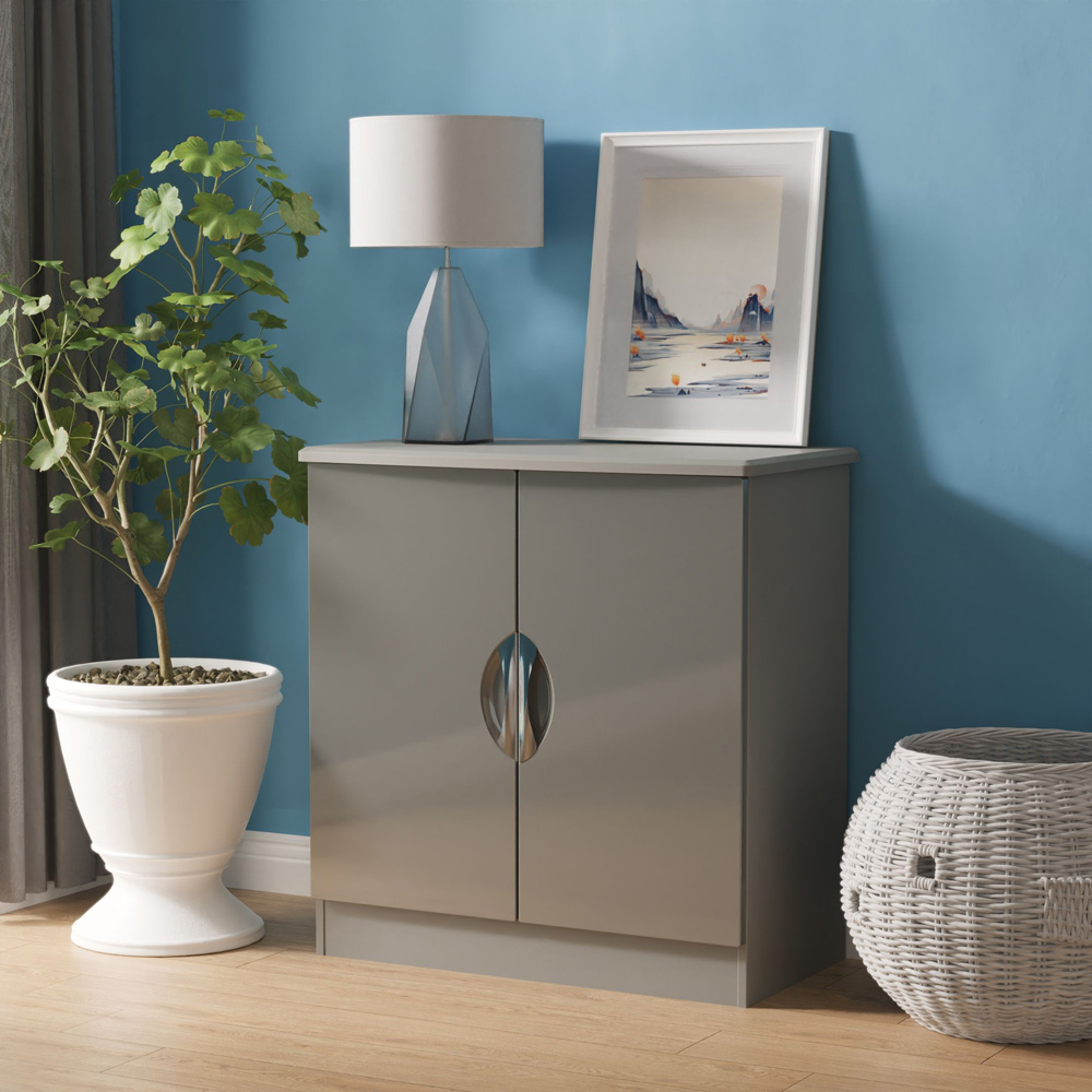 Crowndale Camden 2 Door Grey Gloss and Dusk Grey Storage Cabinet Ready Assembled Image 7