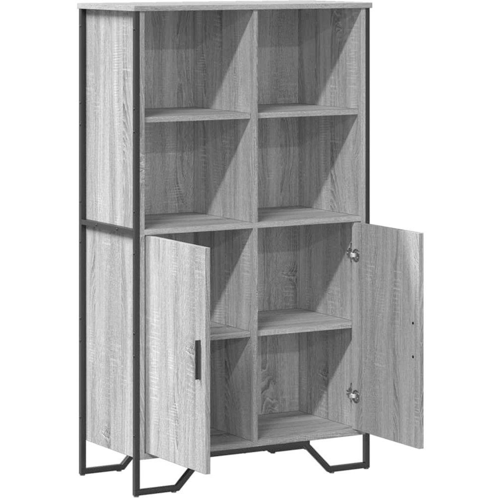 vidaXL 2 Door 4 Open Shelf Grey Sonoma and Black Highboard Image 8