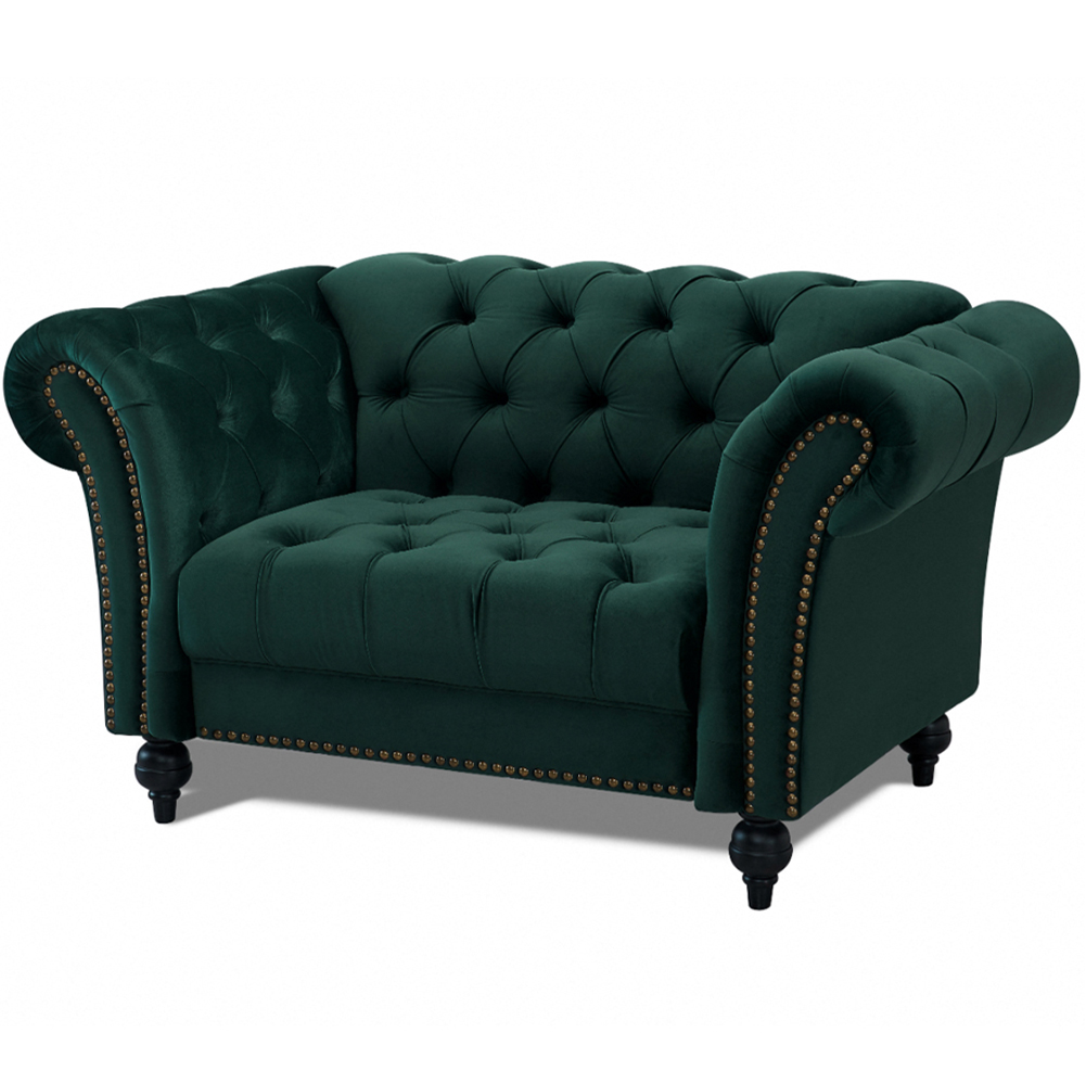 Home Detail Mayfair Green Velvet Curved Sofa Chair Image 2