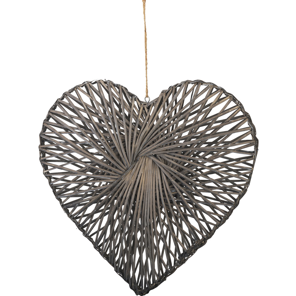 Wicker Heart Hanging Wall Art Grey Image 1