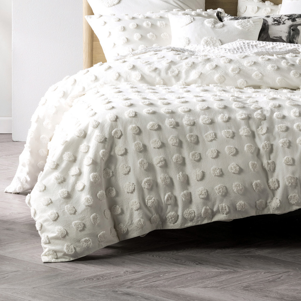 Linen House Haze Single White Tufted Duvet Cover Set Image 4