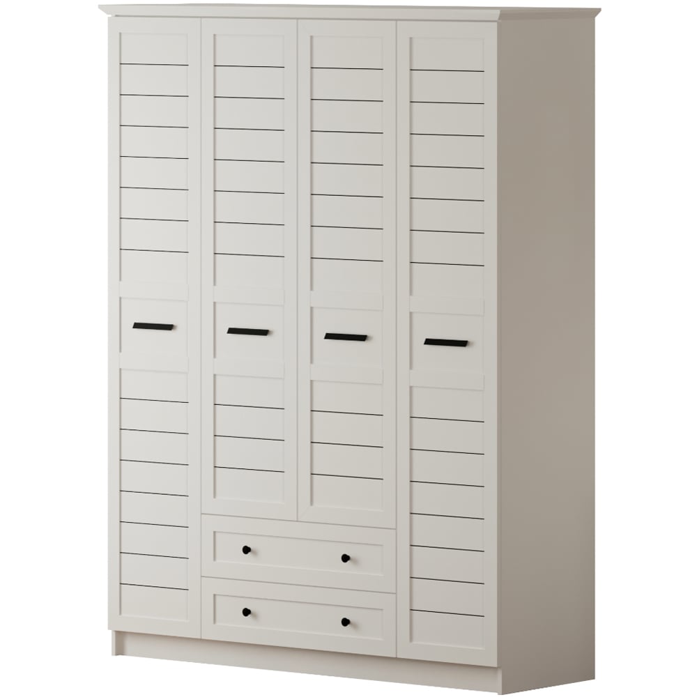 Evu VENICE XL 4 Door 2 Drawer Soft White Wardrobe Image 2