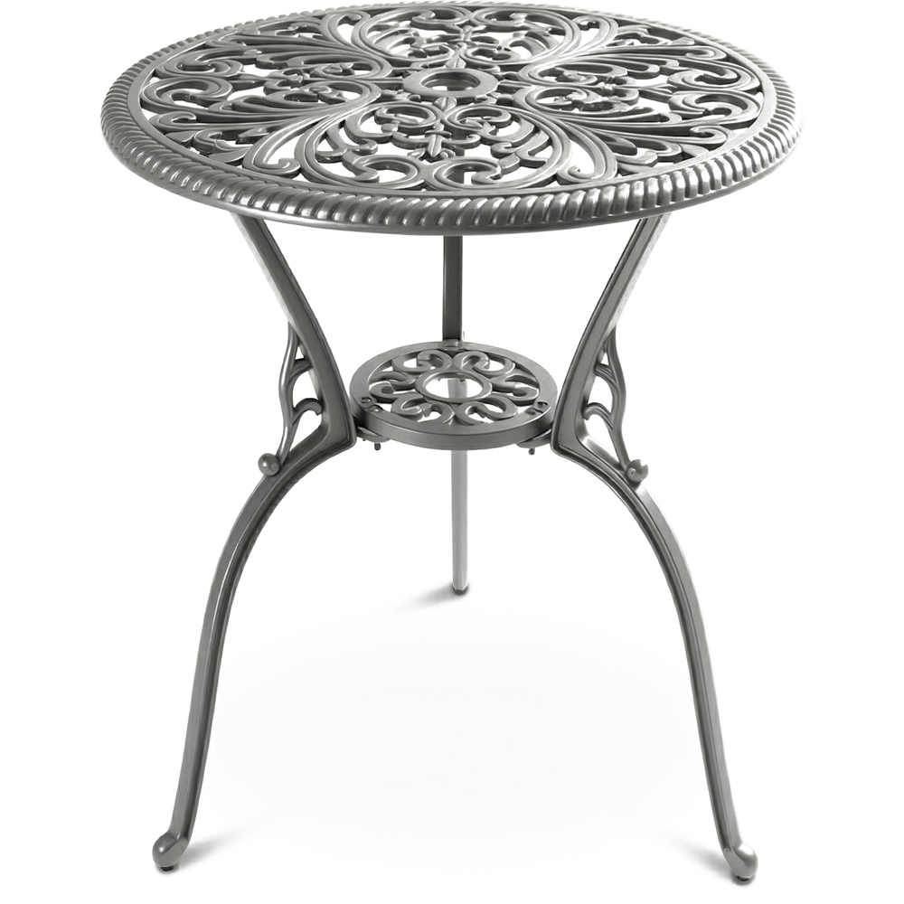 Centurion Bangui 2 Seater Grey Round Garden Bistro Table with Parasol Hole Image 2