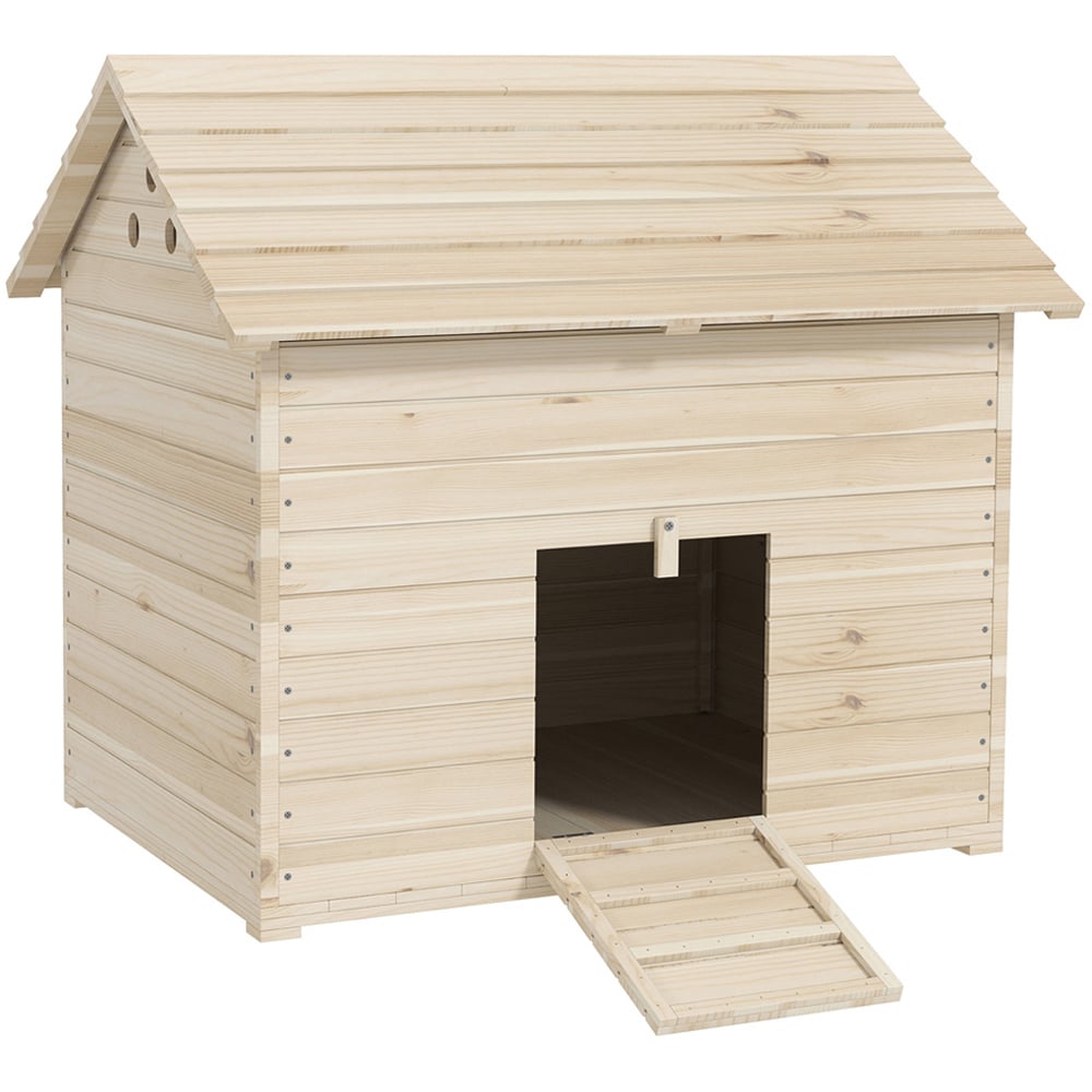 PawHut Natural Wooden Duck House with Openable Roof Image 1