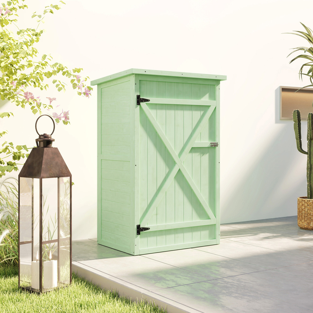 Outsunny 2.2 x 1.6ft 2 Shelf Green Garden Storage Shed Image 5