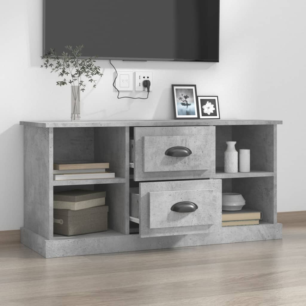 vidaXL 2 Drawer 4 Shelf Concrete Grey TV Cabinet Image 3