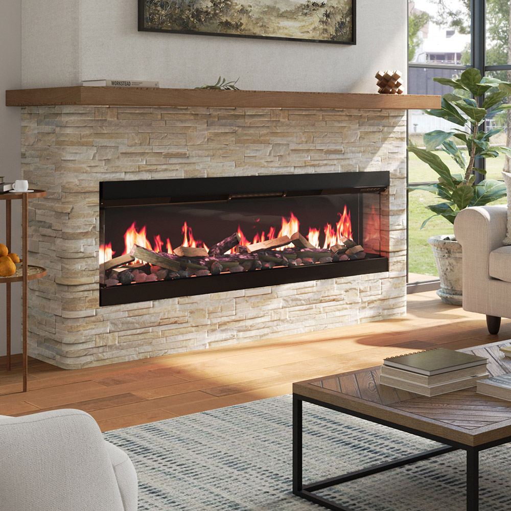 Living and Home Black Electric Fireplace Heater 1800W 68 inch 68 Image 2