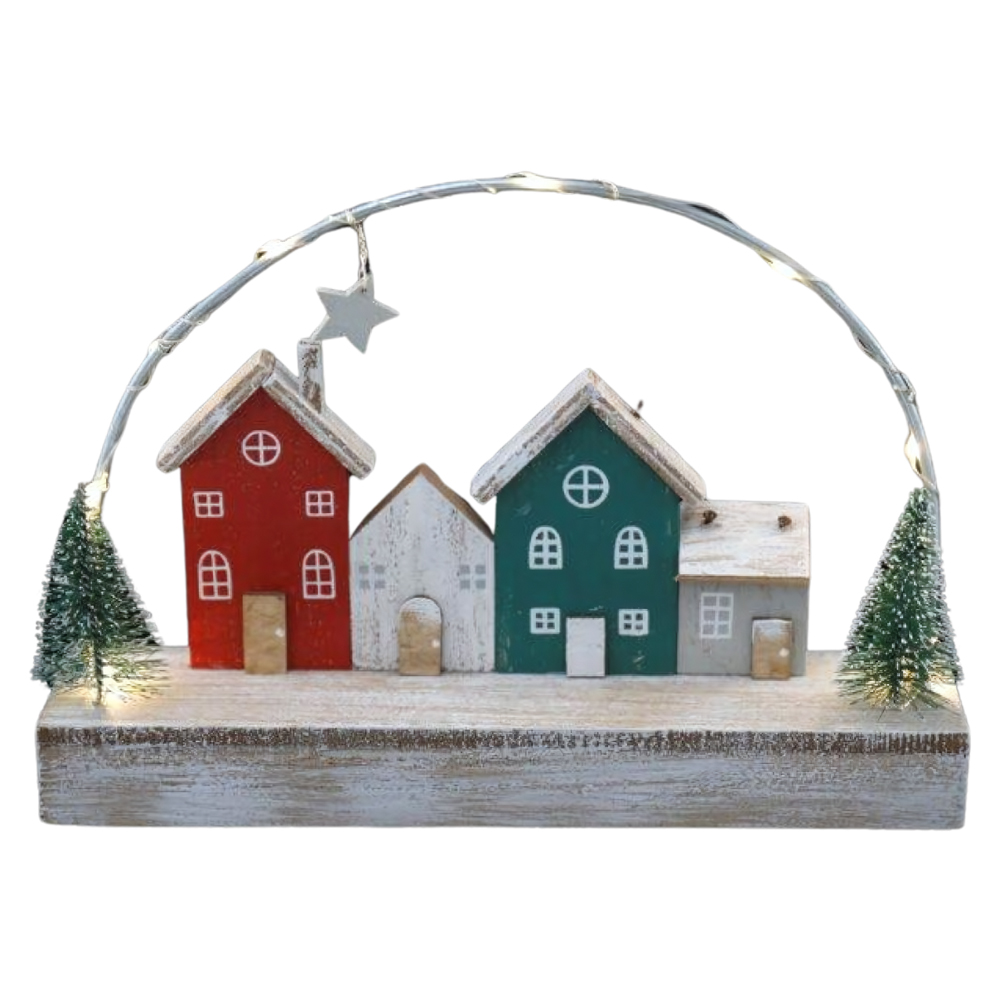 Marco Paul Christmas Led Houses With Tree Decoration Image 1