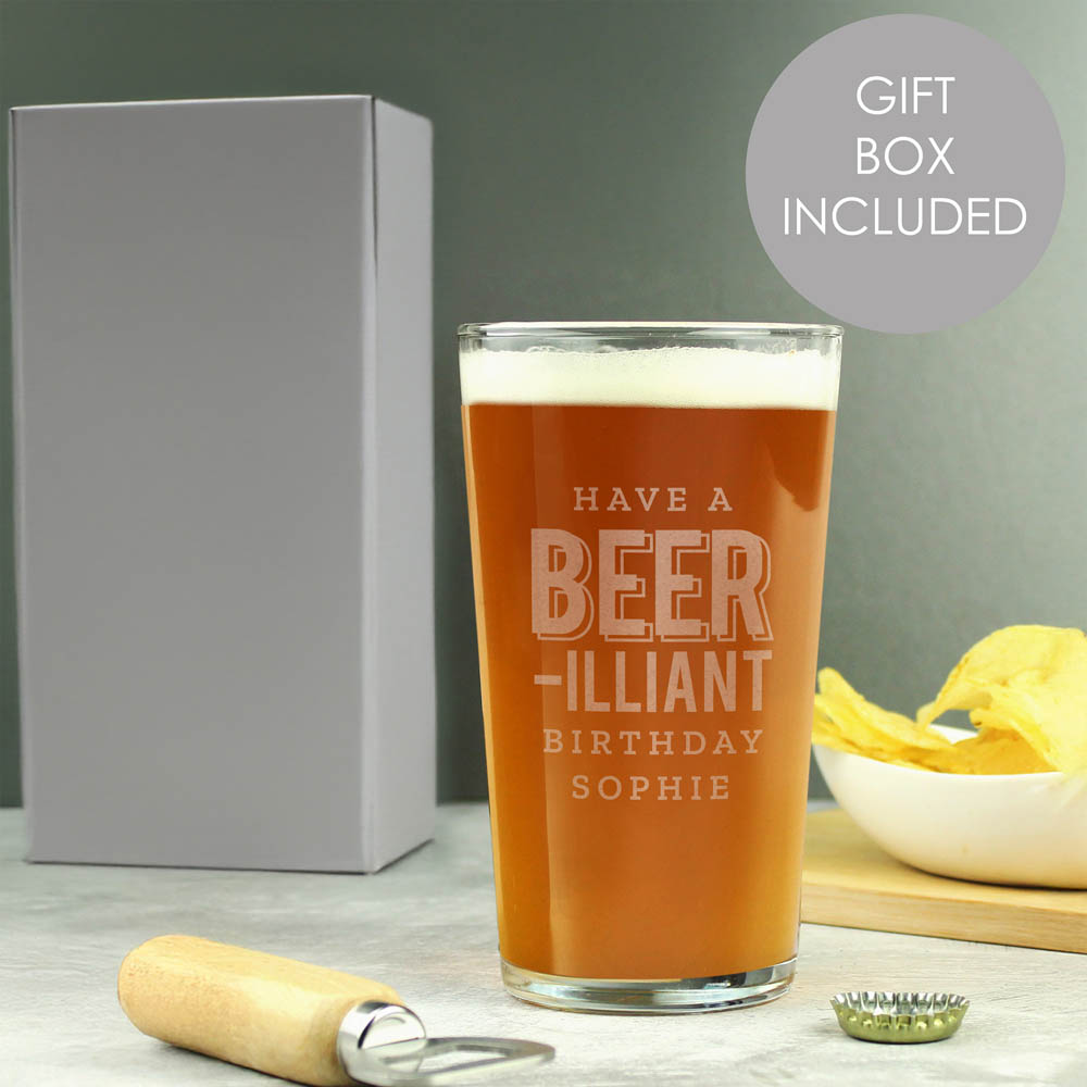 Personalised Memento Company Personalised Beer-Illiant Birthday Pint Glass Image 3