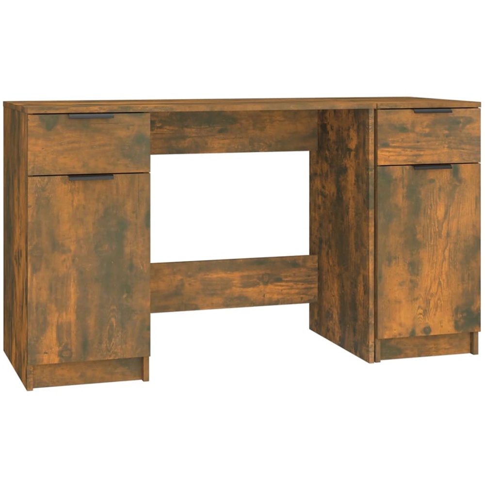 vidaXL 2 Door 2 Drawer Computer Desk Smoked Oak Image 2