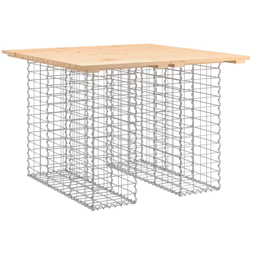 vidaXL Natural Solid Pine Wood Gabion Design Garden Table 102 x 100 x 72cm Image 1