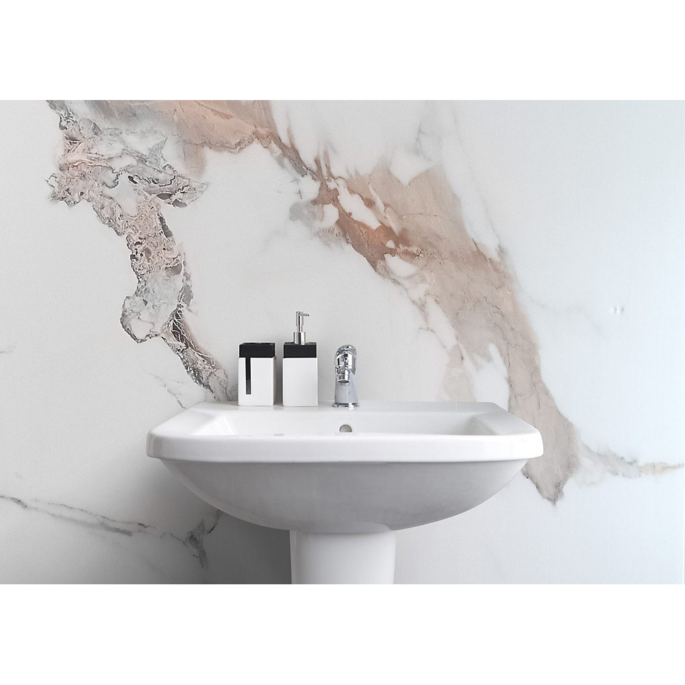 Proclad Aquabord PVC Gold Marble Tongue and Groove Shower Panel with Edge Trim and Adhesive Image 2