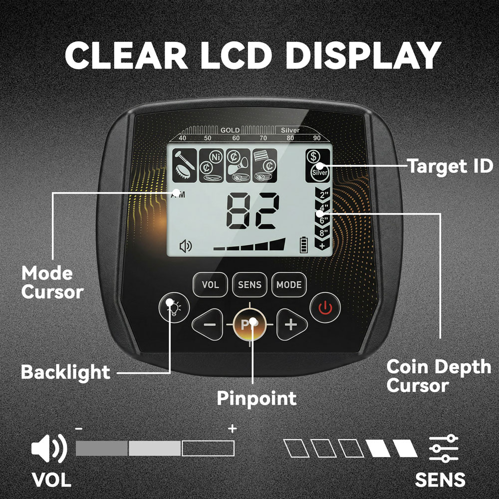 Outsunny Black 5 Mode Foldable Metal Detector with Waterproof Search Coil Image 6