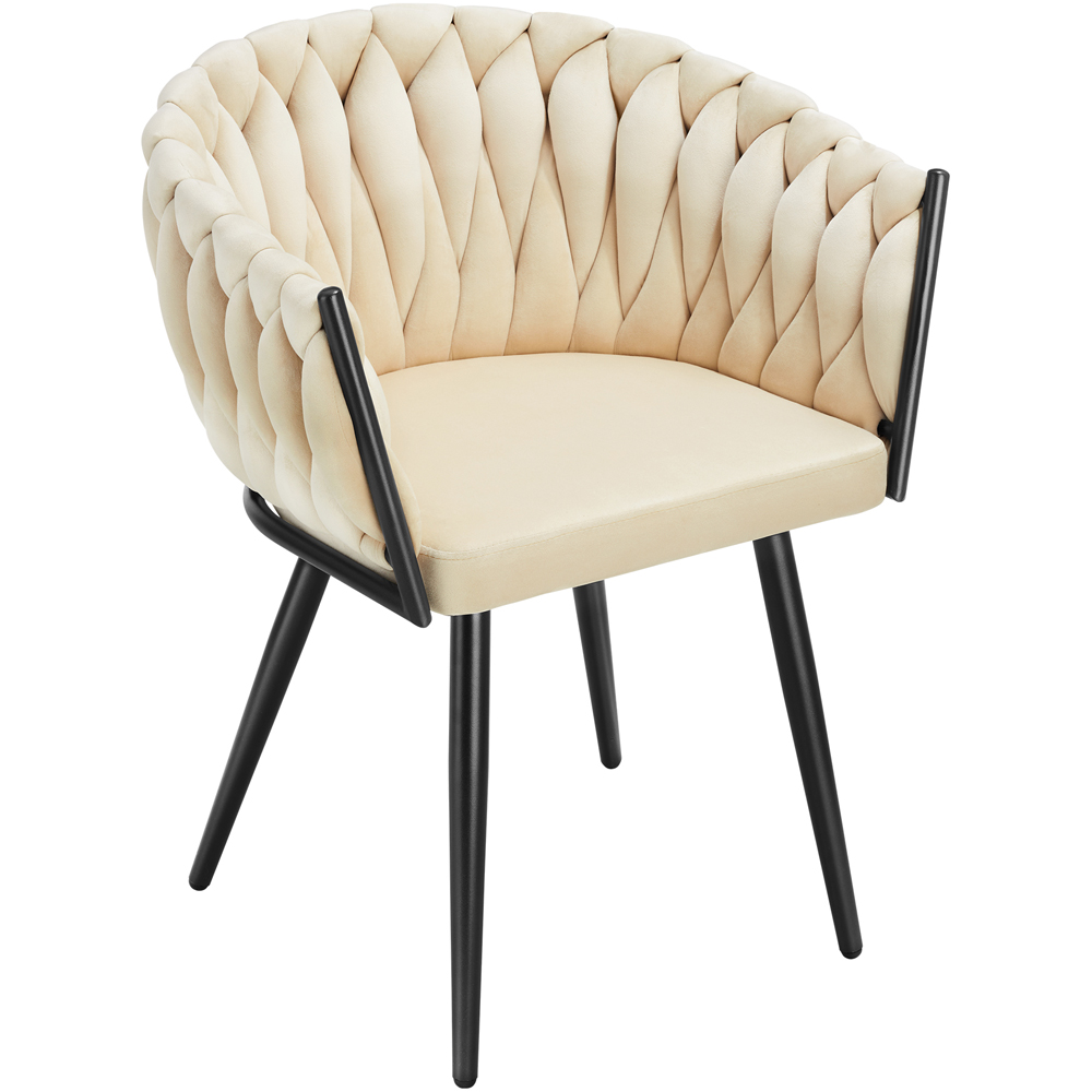tectake Astano Set of 6 Sand Velvet Padded Knot Design Dining Chair Image 3