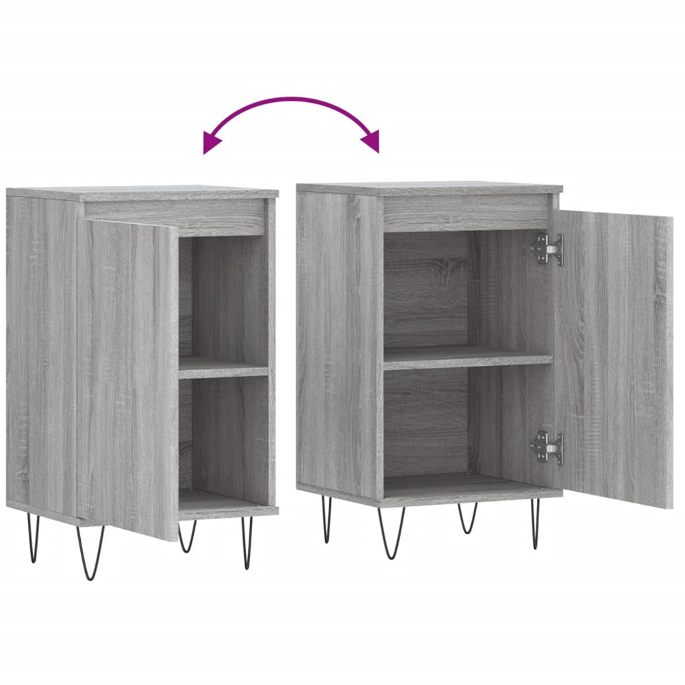 vidaXL Single Door Grey Sonoma Sideboard Set of 2 Image 9