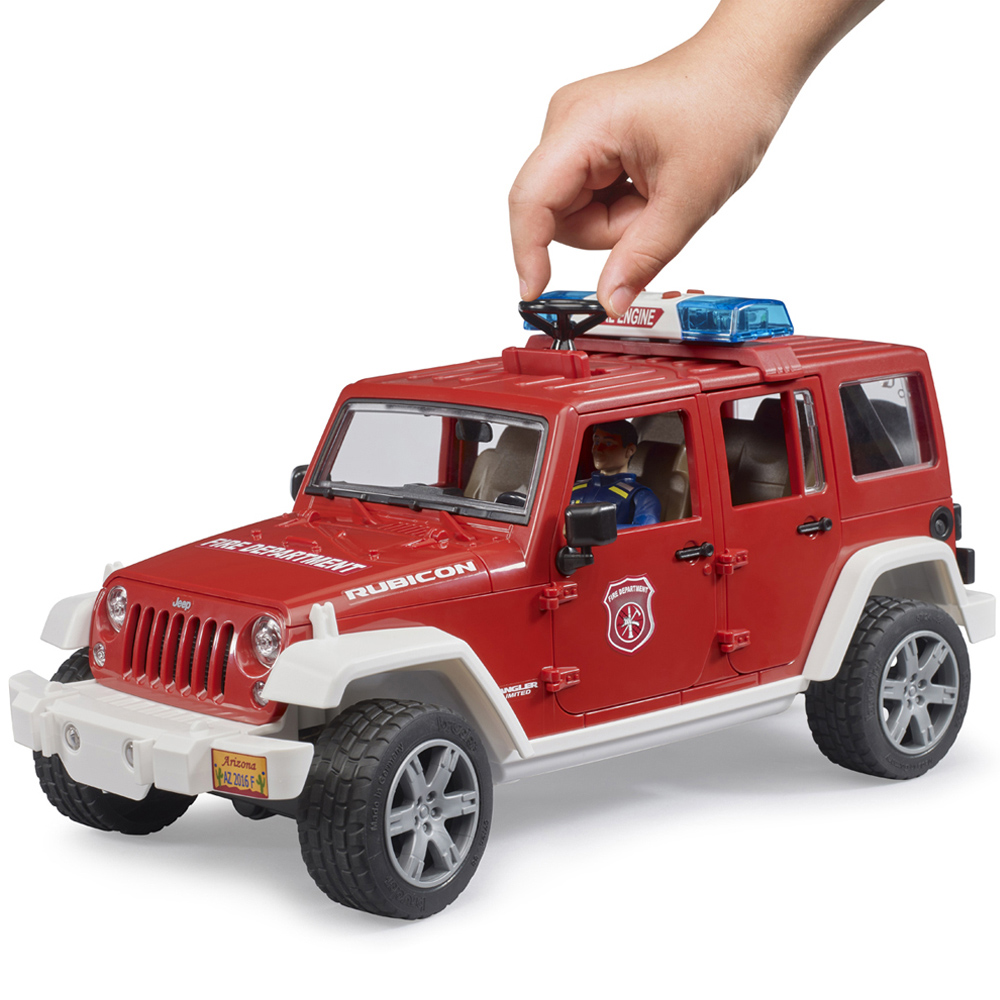 Bruder Jeep Wrangler Unlimited Rubicon Fire Dept Vehicle with Fireman Figure Image 7