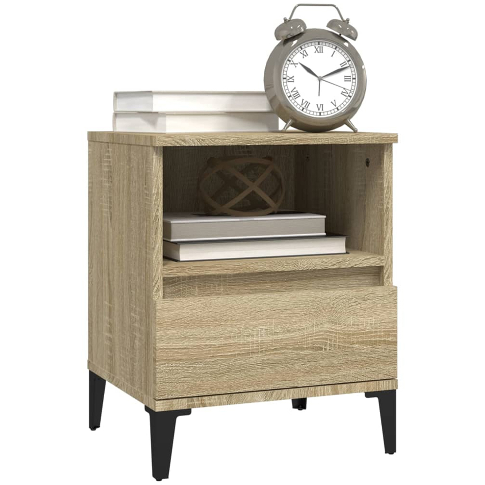 vidaXL Single Drawer Single Shelf Sonoma Oak Wooden Bedside Cabinet Image 4