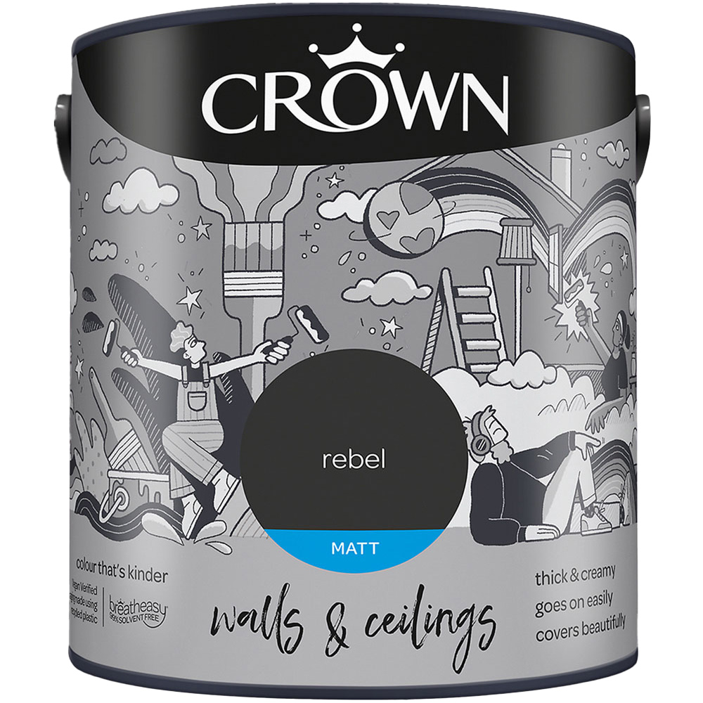 Crown Walls & Ceilings Rebel Matt Emulsion Paint 2.5L Image 2