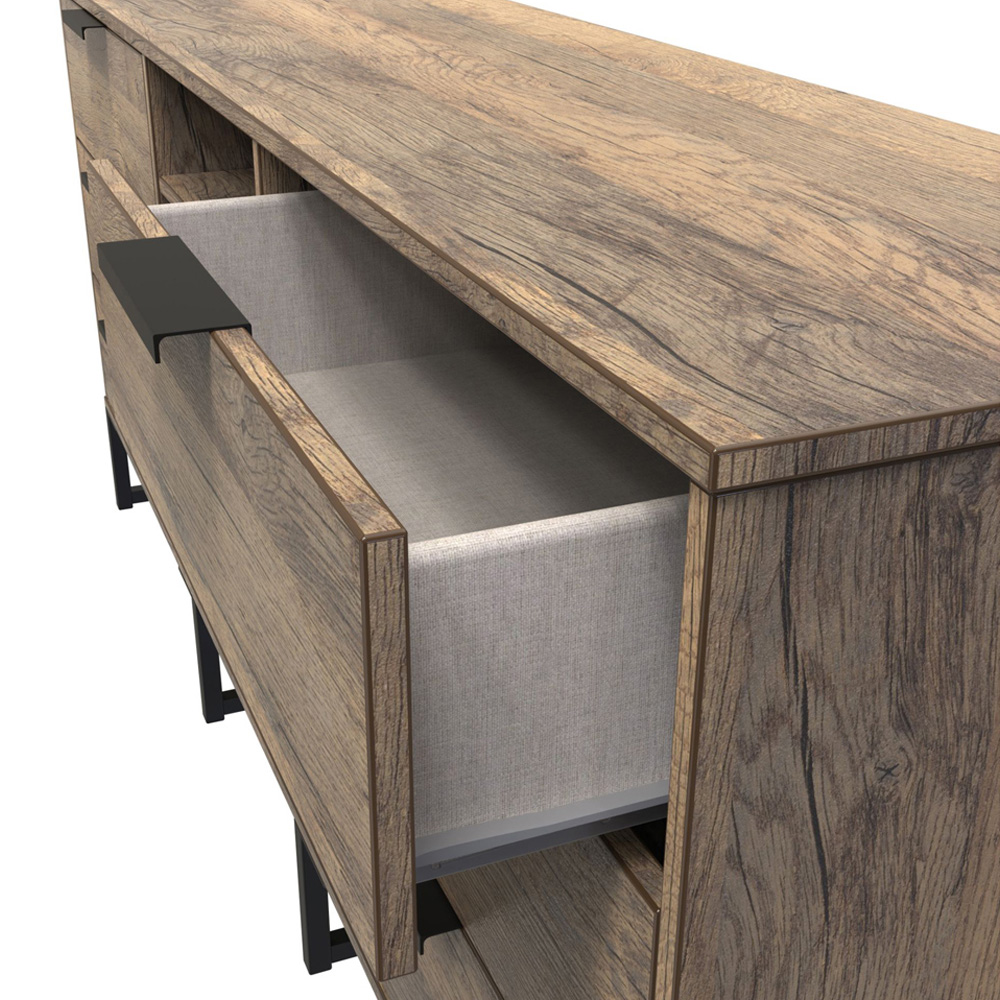 Crowndale Hong Kong 6 Drawer Vintage Oak Media Unit Image 5