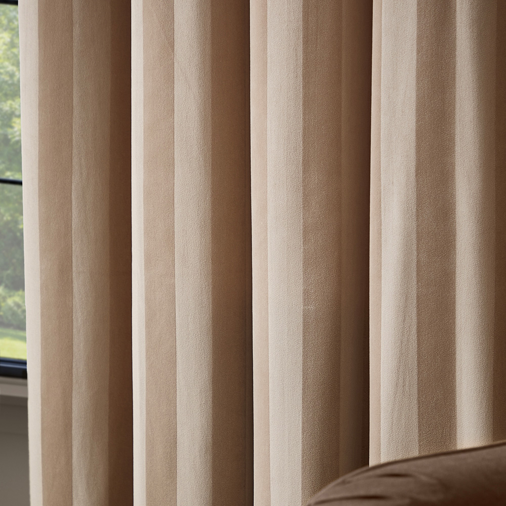 Paoletti Regency Grey Stripe Velvet Lined Eyelet Curtains 117 x 183cm Image 4
