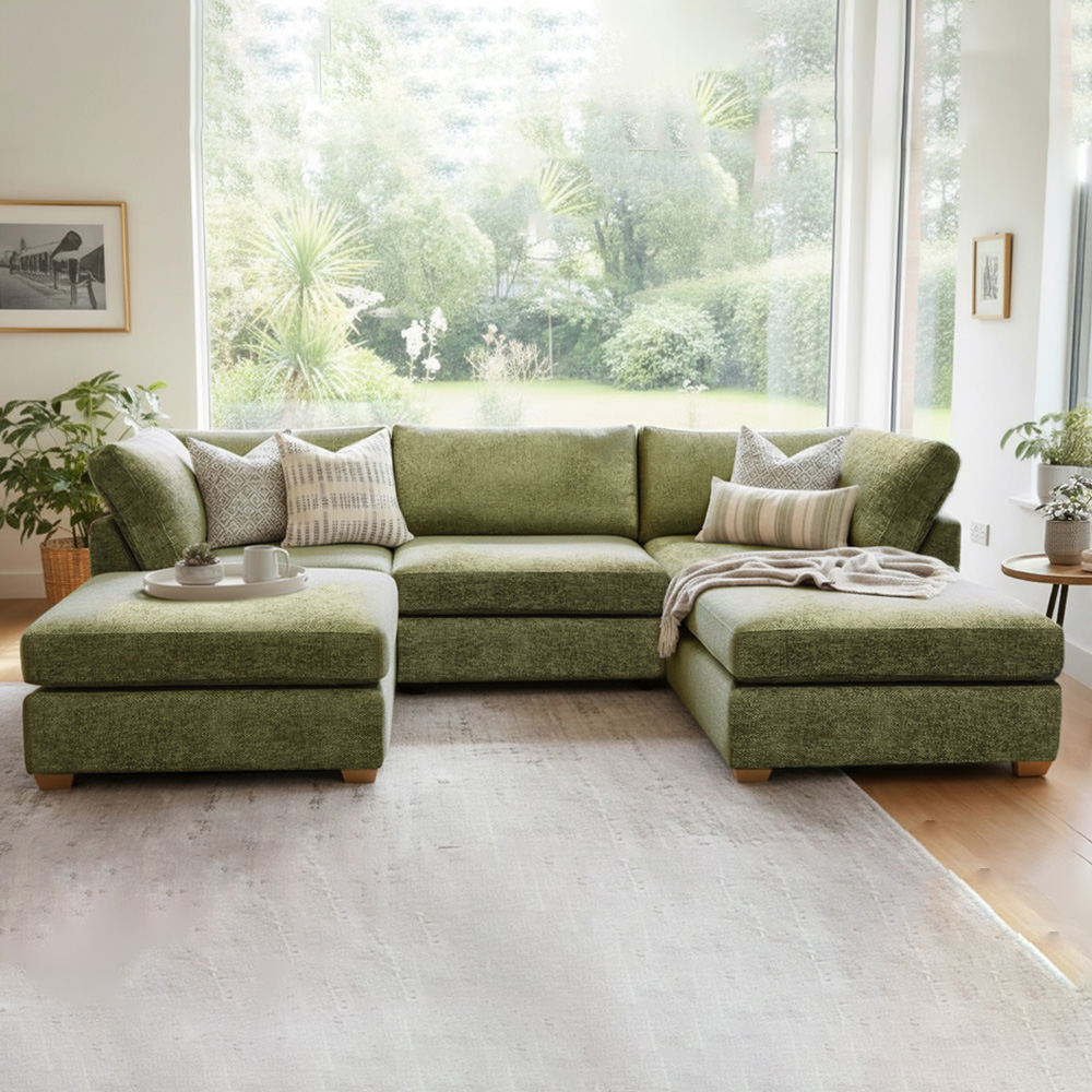 Carina Enzo 5 Seater Olive U-Shape Sofa Image 5