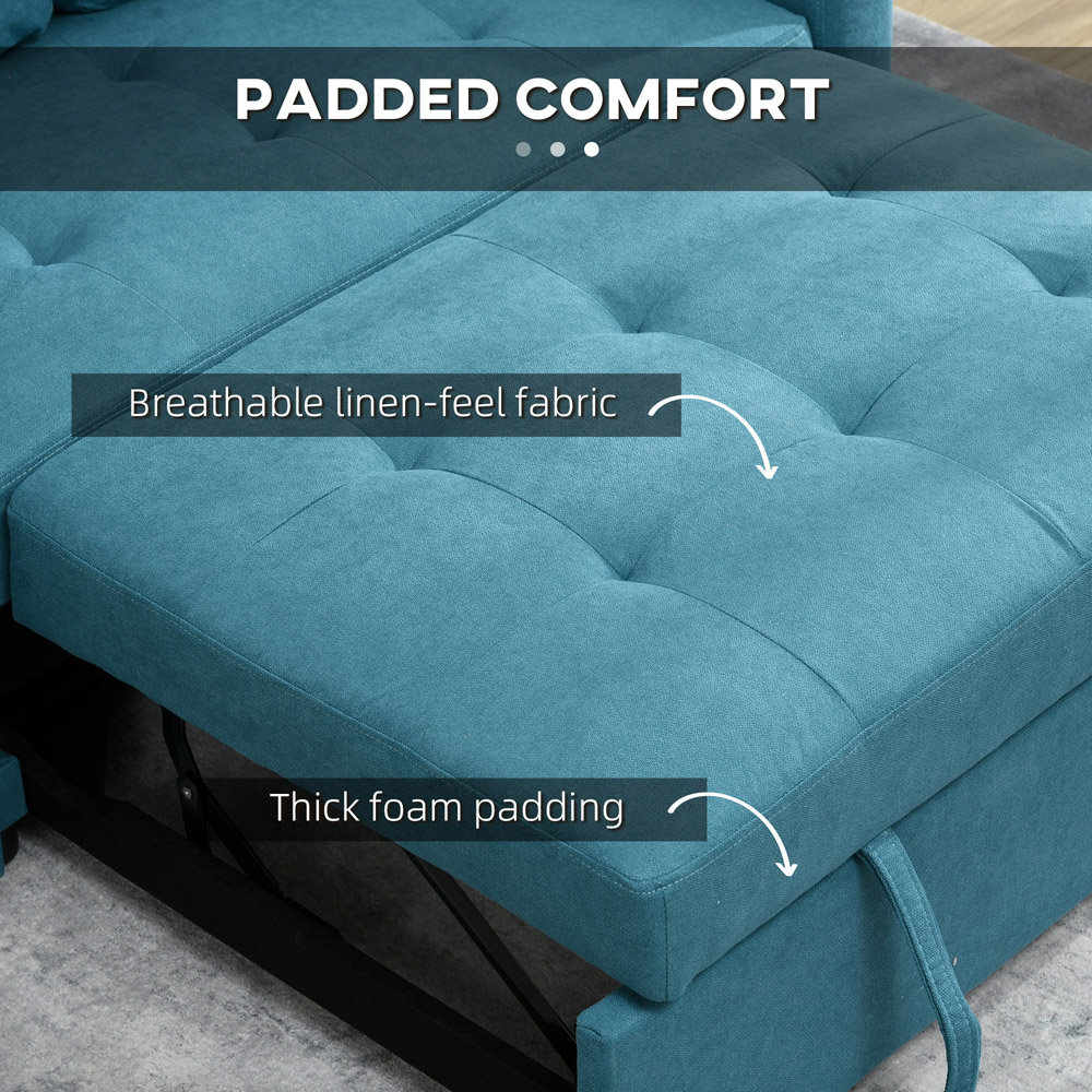 Portland 2 Seater Blue Sofa Bed Image 7