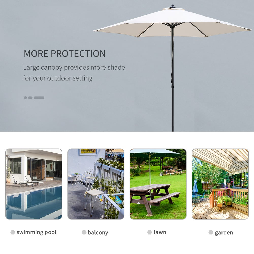 Outsunny Off White Manual Push Parasol 2.8m Image 6