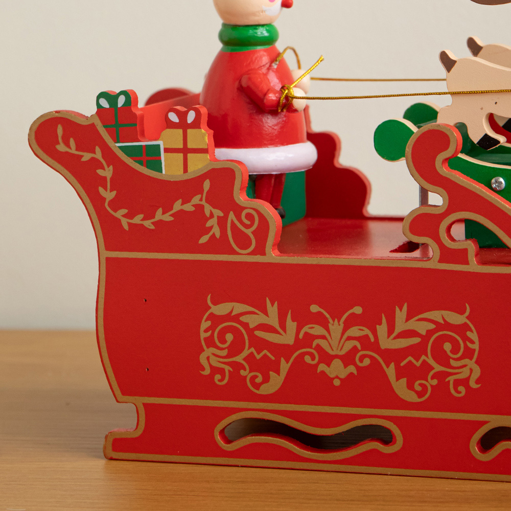 Samuel Alexander Musical Santa Sleigh Decoration with Moving Reindeer 17cm Image 5