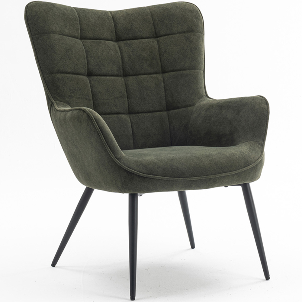 Furniture Online Vera Velvet Green Accent Chair with Footstool Image 2
