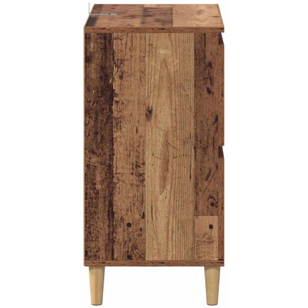 vidaXL 4 Door Old Wood Sideboard with Wooden Legs Set of 3 Image 6