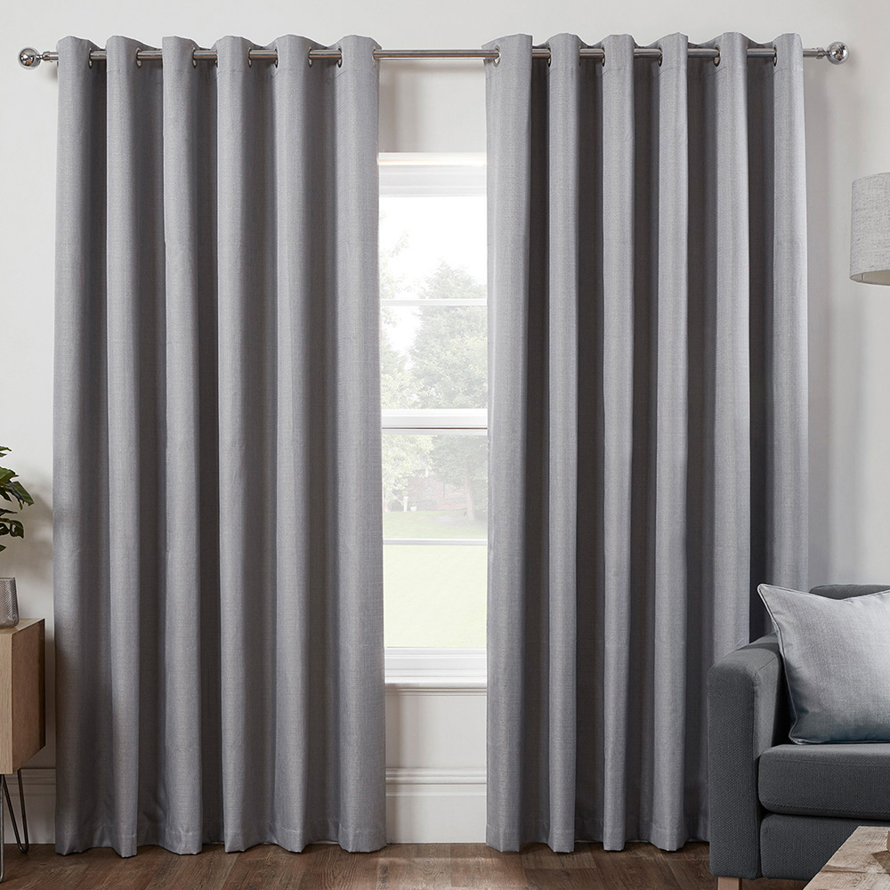 Divante Hoxton Silver Blackout Eyelet Curtains 229cm Image 1