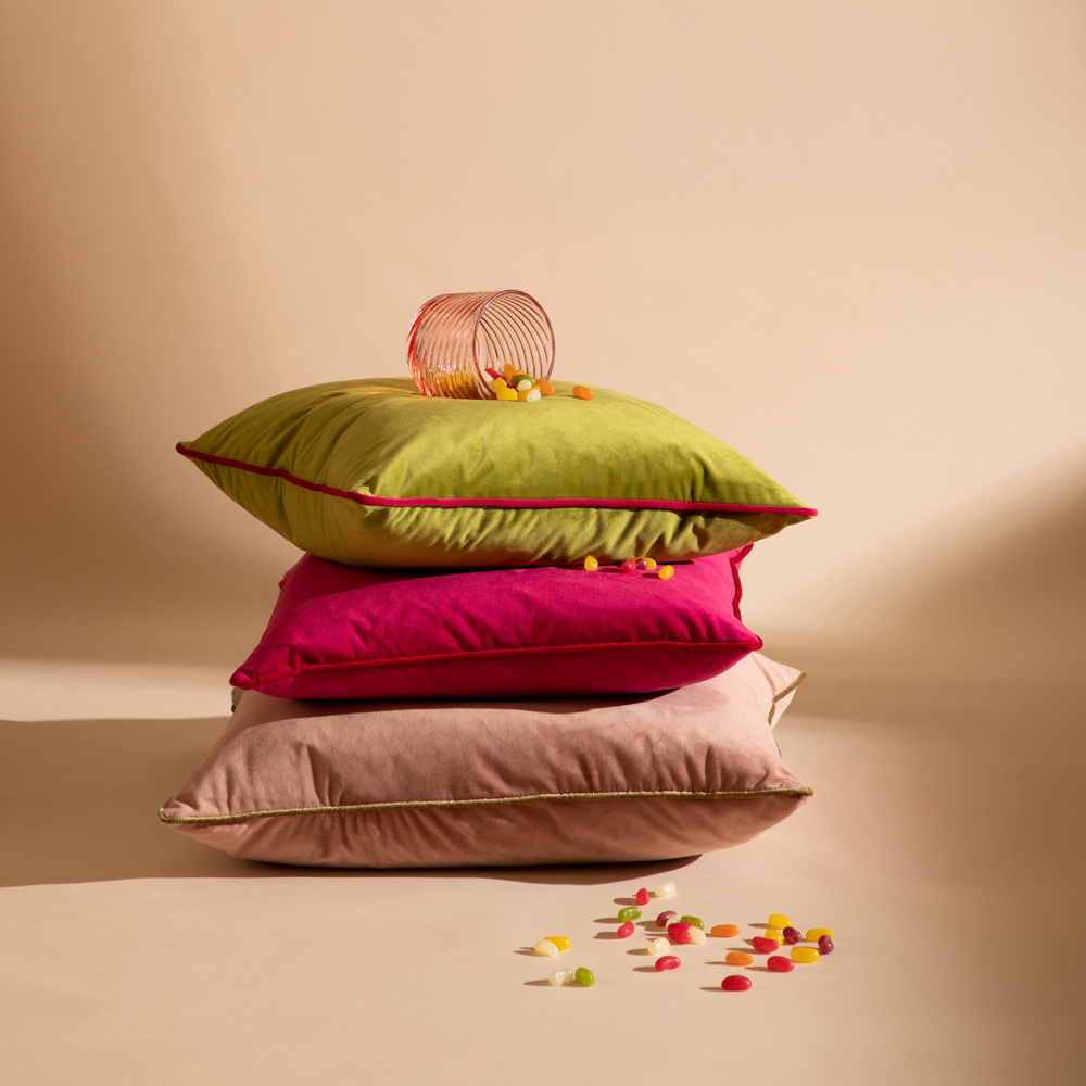 Furn Meridian Hot Pink and Red Velvet Cushion 45 x 45cm Image 6