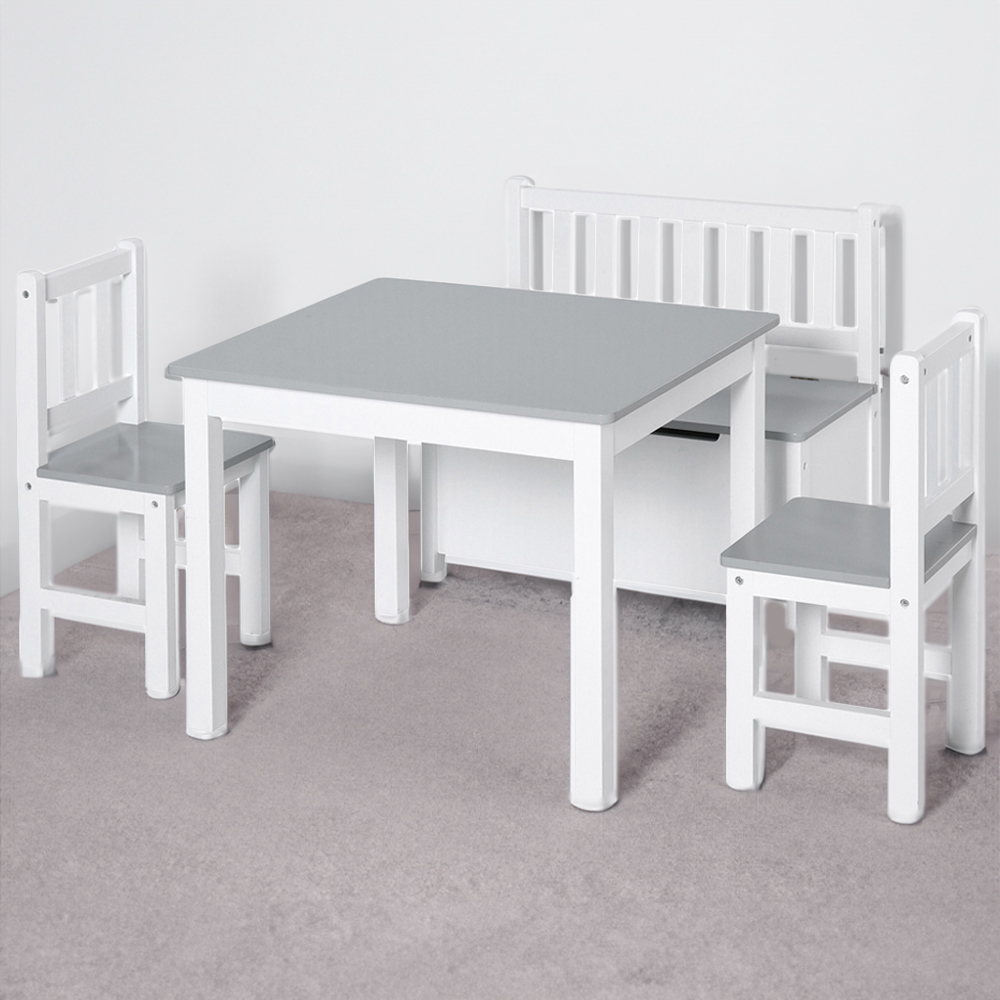 HOMCOM Kids Grey Table and Chair Set Image 1