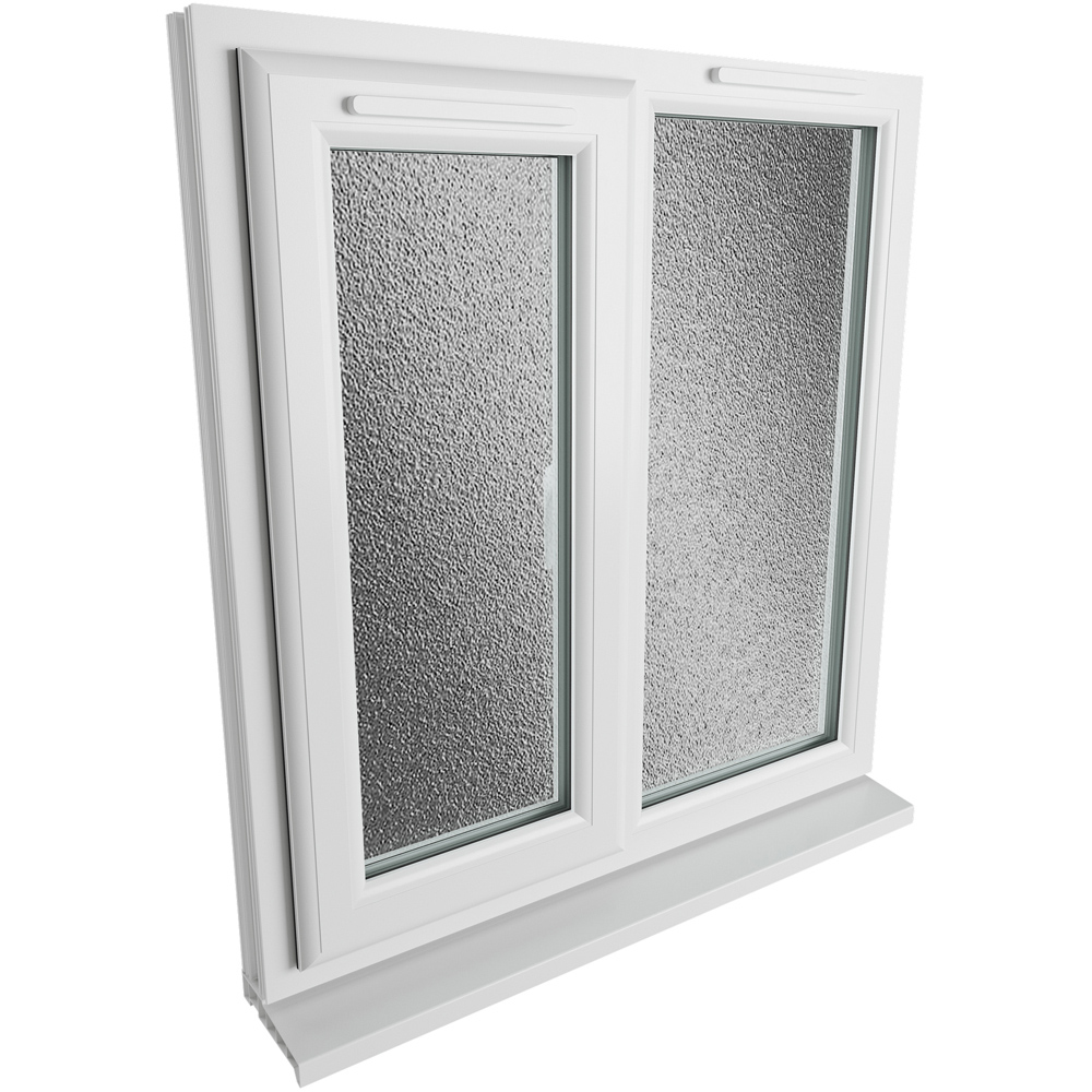 Crystal uPVC Double Glazed Window LH Side Hung Next to a Fixed White Obscure Glass 905x965mm Image 9