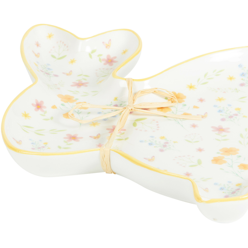 Large Flower Bunny Plate  White Image 4