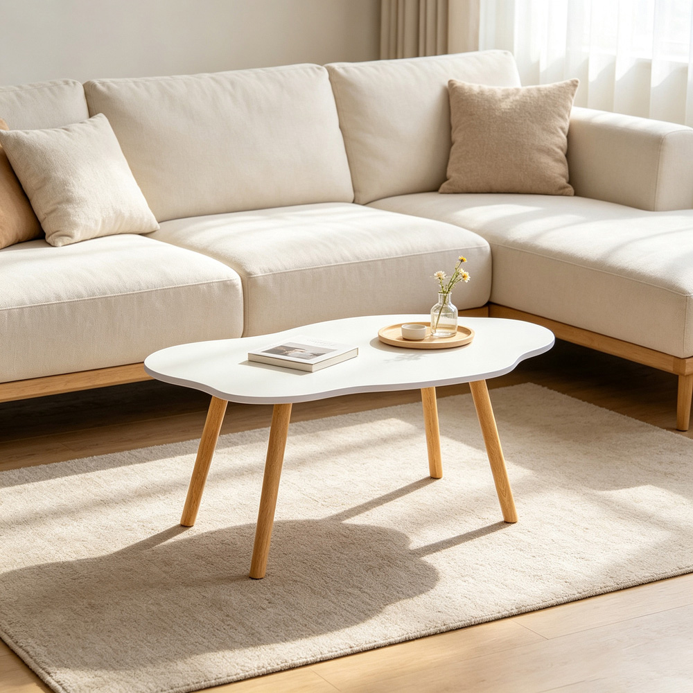 Living and Home White Cloud Shaped Coffee Table Image 7